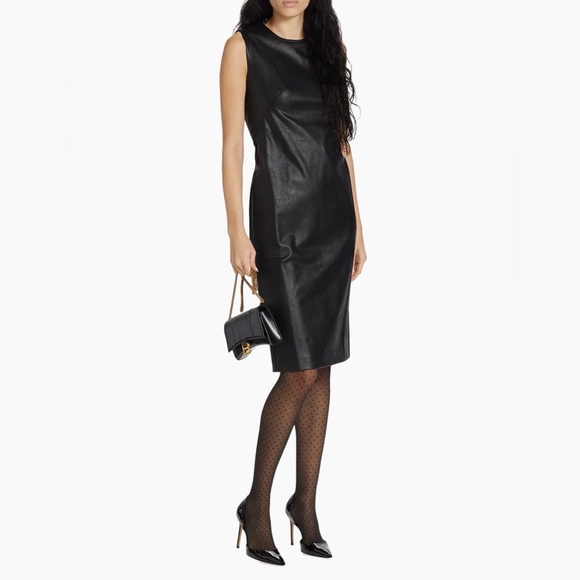 NWT Spanx‎ Faux Leather Sheath Dress Black Sleeveless Medium - Picture 2 of 11